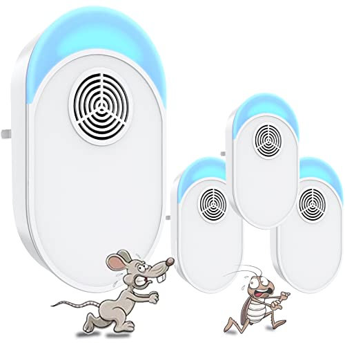 Ultrasonic Pest Repeller, Electronic Insect Repellent Mouse Traps 4 Packs for Indoors, Mosquito Spider Repellent Plugin, Efficient Repelling Rat, Spider, Mosquitoes, Mouse, Cockroach, Bed Bug, Fleas