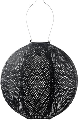 LUMIZ Solarlaterne - für Außen - Ikat - Runden - Gartenbeleuchtung - Solarlampen - Gartendeko - 30cm - Schwarz