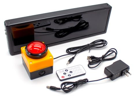 LeTkingok Temporizador de Competición con Control Remoto, Cronómetro de Cuenta Regresiva, Contador LED, Pantalla Digital de 6 Dígitos, Equipo de Sincronización de Voz para Entrenamiento