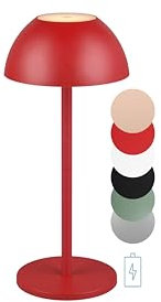lightling LED Tischlampe Robert in Rot, Akkuleuchte, Up- and Downbeleuchtung, 4-fach Touch, Akkubetrieb mit USB-C Anschluss, IP54 Outdoor, Ø 13 cm, Höhe 30 cm, Kunstoff