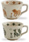 Swuut Kaffeetassen 350ml für Latte Tee Milch Kakao, Handgefertigter Keramik Kaffeebecher Geschirrspülersicher Mikrowellensicher, Retro Teetassen Milchbecher mit Henkel Griff Becherg(Tiere,2er Set)