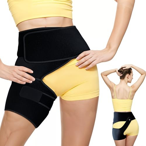 Astorn de hanche pour soulager la douleur sciatique – Bande de compression réglable pour l'aine, la cuisse, les ischio-jambiers, l'arthrite, la bursite et les blessures – Jambe gauche – Taille S/M.