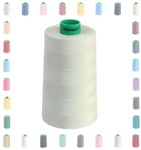 Ackermann Universal 120 Nähgarn-Kone, 5.000m, 100% Polyester, Stärke 120, perfekt für Ihre Overlock und Coverlock, erhältlich in vielen Farben (1, Weiß (0700))