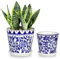 Hollyone Set of 2 Blue and White Porcelains, 14CM 11CM Ceramic Plant Pots with Drainage Holes and Saucers, Decorative Garden Pots Handmade Planters for Orchid, Succulents, Cacti, House Plants