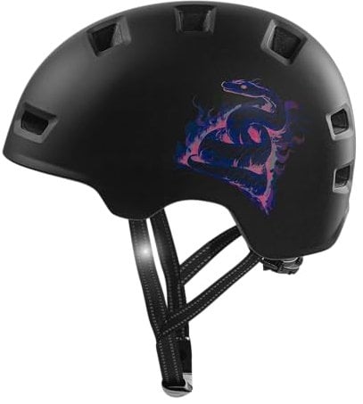 Crazy Safety Rampage Violette Schlange | Fahrradhelm, Skateboardhelm, Inlinerhelm und BMX-Helm | Fahrradhelm für Männer, Frauen und Kinder | M (54-57cm) | Verstellbarer Helm für Skater und Radfahrer