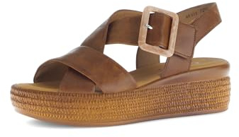 Gabor Damen Sandaletten, Frauen Sandalen,Best Fitting,Sommersandalen,bequem,flach,Sommerschuhe,Freizeitschuhe,offene Schuhe,Camel,37 EU / 4 UK