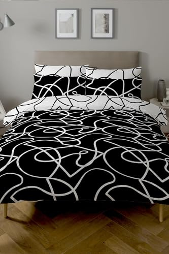Copenhagen Home Pablo Monochrome Reversible Duvet Cover and Pillowcase Set - Single