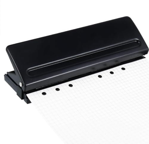 6-Loch-Desktop-Stanzer, A5-Ringbuch-Lochstanzer, verstellbarer Abstand für A5, A6, A7, Organizer, Ringbuch, 5 mm Lochdurchmesser (schwarz)