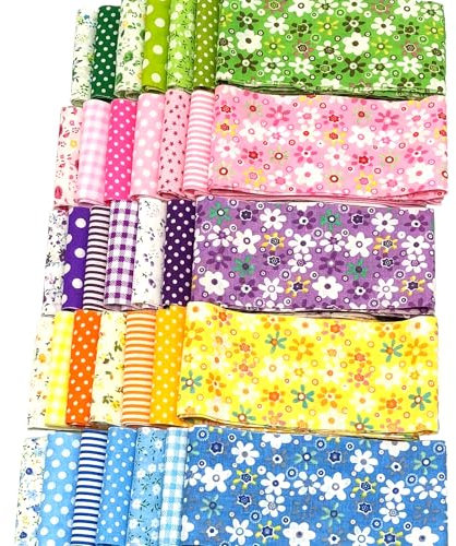 Outbit Stoff Zum NäHen, 35 StüCk 6,5*110 cm Baumwollstoff, Baumwollstoff Meterware, Geeignet zum NäHen Verschiedener Muster auf Dekorationen, DIY Bastelarbeiten, Steppdecken, KissenbezüGen, Spielzeug