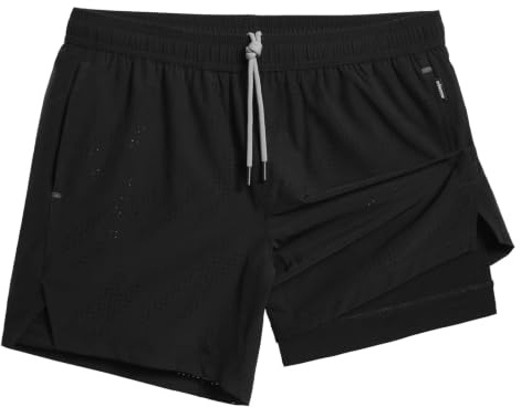 maamgic Sporthose Herren Kurz 2-in-1 Laufhose | Anti-Scheuer-Innenhose, 4-Wege-Stretch, M-Perforation, Handytasche, Reißverschlusstasche, robuste Nähte, Training & Gym