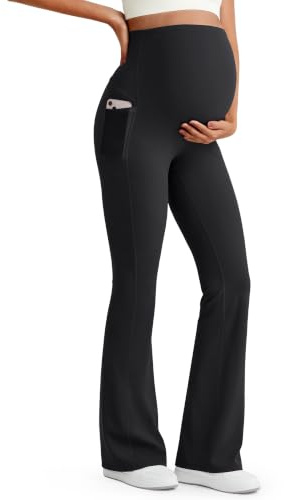 G4Free Umstandshose Damen Umstandsleggings Yogahose Schlaghose Mit Taschen | Schwangerschaftsleggings, Umstandsmode Hohe Taille,Zwei praktische Taschen,Schwangerschaftshose für Yoga,Sporthose