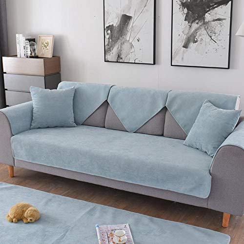 Wasserdichter Samt-Sofa-Schonbezug, Haustiercouch, Hellblau (70 x 70 cm)
