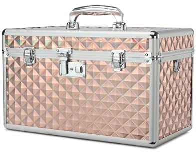 HEWEI WORKS Medication LockBox with Key, Lockable Medicine Storage Box, Security Lock Box, Medical Organizer, Multipurpose LockBox for Home and Outdoor (Champagne, X-Large)