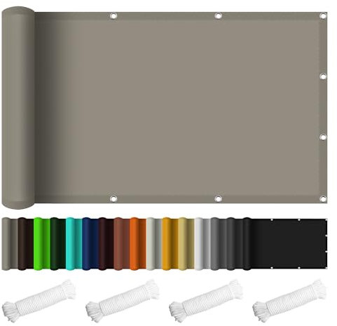 Tenda a Vela Rettangolare 150 x 300 cm Protezione Raggi UV e Impermeabile Tendalino Parasole a Vela con Occhielli e Fascetta per Patio Pergola Cortile-Sabbia, Tortora