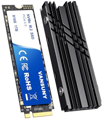Vansuny 1TB NVMe M.2 SSD PCIe 4.0 Internal SSD Read up to 7000MB/s M.2 2280 Internal Solid State Drive PCIe Gen4 M.2 SSD with Heatsink for Computer Laptop Game Console