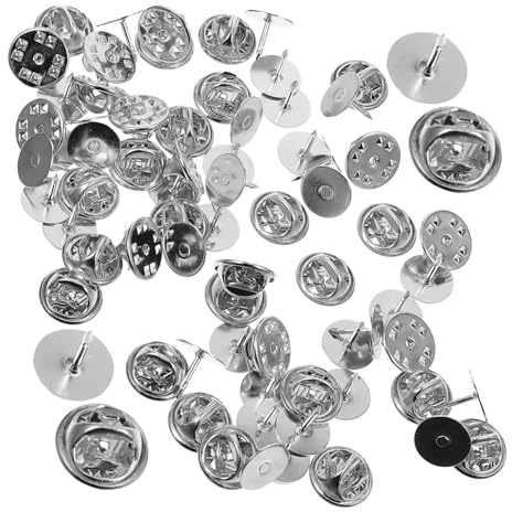 DOITOOL 50 Stück Anstecknadeln Mit Schmetterlingskupplung Und Chrom Rückseite 0.43X0.43 Zoll Für Krawattenfixierung Schmuckherstellung Bastelarbeiten