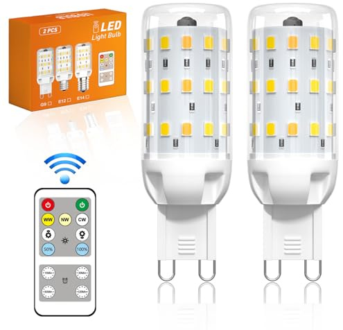 BrightArk Smart G9 LED Lampe,Dimmbare G9 LED Birnen mit Farbwechsel und Fernbedienung,Warmweiß/Neutralweiß/Kaltweiß,Helligkeit Stufenlos Einstellbar von 10% bis 100%,Timer und Speicherfunktion,2-Stück
