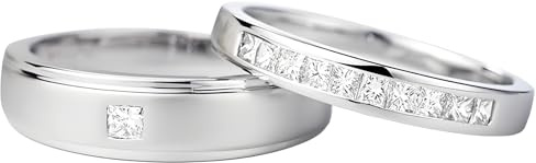 Calefee Ringe Partnerringe Set, Eheringe 750Er Gold mit Diamant, Trauringe für Herren und Damen Gr. 47 bis 70