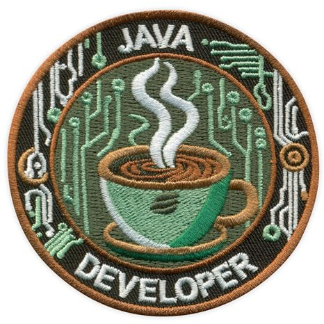 Java Developer – Wärmeaktivierter Klebstoff/Bügelrückseite – besticktes Abzeichen/Patch