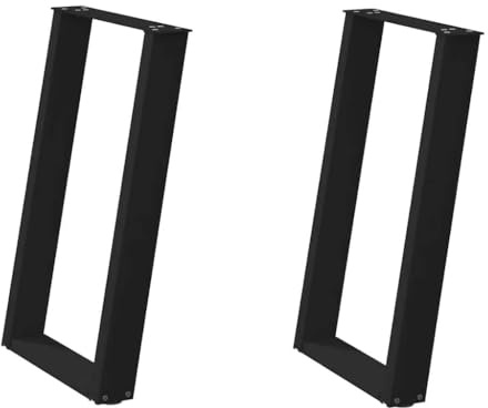 QUAHEAS Esstischbeine U-Form 2 STK. Schwarz 60x72-73 cm, pulverbeschichteter Stahl, verstellbare Füße, für Esszimmer & Schreibtisch