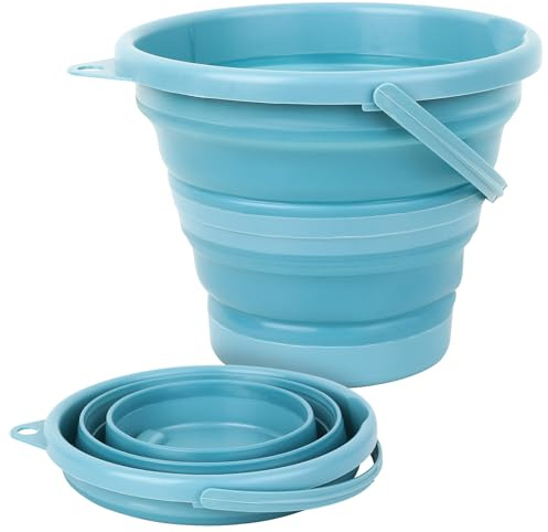 3L Blaue zusammenklappbare Eimer, 2 Stück Falteimer, für Reinigung | Outdoor‑Eimer, verwendbar für Reinigung, Angeln im Freien und Sandkübel für den Strand, zusammenklappbar und multifunktional