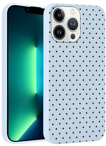 Foonary Polka Dot Phone Case for iPhone 13 Pro Cute Fashion Pattern Case 6.1, Aesthetic Trendy Stylish Design Women Girly Cover Camera Protective Slim Silicone Shockproof TPU Funda, Blue