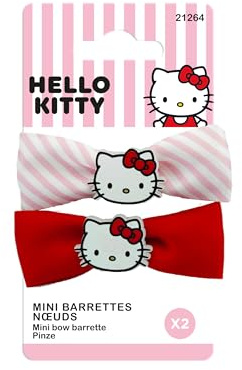HELLO KITTY - Lot de 2 Pinces Cheveux Nœuds - Coiffure Petites Filles - Produit Officiel Sanrio