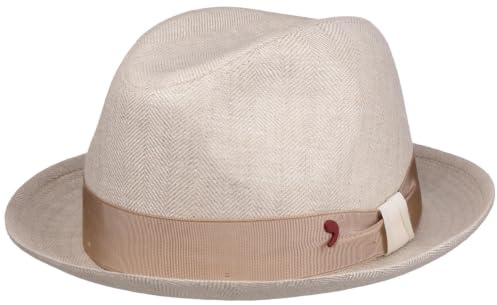 Alfonso D’Este Herringbone Player Leinenhut Sommerhut Sonnenhut Player-Hut+ Stoffhut Damen/Herren - Made in Italy mit Futter Frühling-Sommer Frühjahr Sommer
