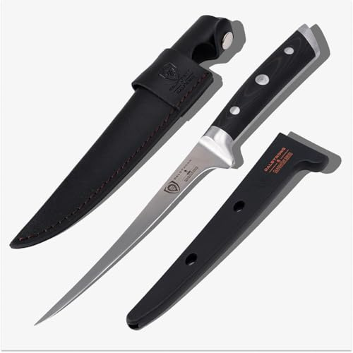 DALSTRONG Filetiermesser - 18 cm Flexibel Klinge - Gladiator Serie - Deutscher HC Stahl - mit zwei Scheiden - NSF Zertifiziert