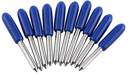 Roland 10 Stück Wolframstahl-Plotterklinge mit 30/45/60-Grad-Vinylschneider-Schneideklinge mit Standfuß (60°)