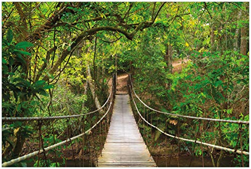 Wallario selbstklebendes Poster - Hängebrücke im Urwald grüner Dschungel, Aufkleber in Premiumqualität, Klebefolie Größe: 100 x 150 cm XXL-Poster
