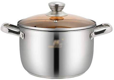 Cocotte, Tajines avec couvercle, Cocotte avec couvercle en verre et poli miroir, acier inoxydable (Size : 23.5 * 19.5cm)