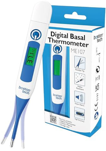 Digitales und Basalthermometer für Babys, Kinder und Erwachsene, Fieberalarm. Flexible Spitze Schnell und genau, orale, rektale oder axillare Temperatur in 10S Leicht lesbares und Gehäuse.