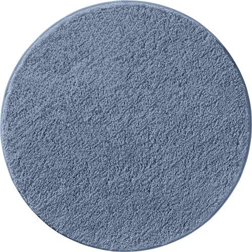 Erwin Müller Badematte, Badteppich, Badvorleger Rhodos Uni rutschhemmend blau Größe rund: 90 cm Ø - ultraweich, extrem saugfähig, flusenarm