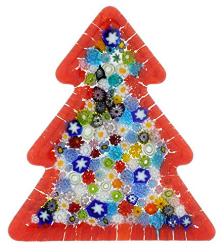 GlassOfVenice Scultura in Piedi Albero di Natale Millefiori in Vetro di Murano - Rosso