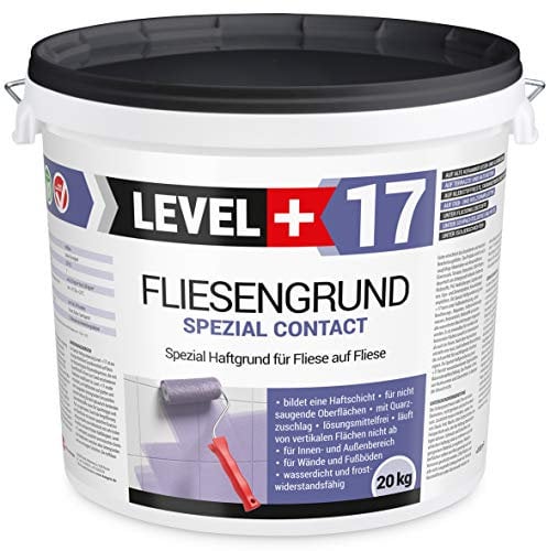 LEVEL PLUS 17 Tile Primer 20 kg Tile on Tile Special Adhesive Primer Tile Primer Quartz Primer Contact Blue for Indoor and Outdoor Use, Bonding Agent, Frost Resistant and Water-Repellent