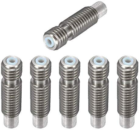 Saipor 6tlg. Heatbreak Throat Tube V6 1,75mm Rostfreier Stahl mit Teflon für 1,75mm Filament Kompatibel mit E3D Hotends RepRap Extruder Hotend 3D Drucker Printer Accessories All-Metal Hot End