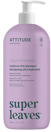 ATTITUDE Moisture Rich Hair Shampoo, EWG Verified, For Dry and Damaged Hair, Naturally Derived Ingredients, Vegan and Plant Based, Quinoa and Jojoba, 946 mL
