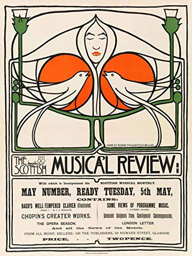 WallBUddy Scottish Art Nouveau Poster by Charles Rennie Mackintosh (50cm x 70cm)
