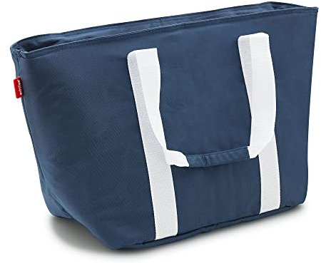 achilles Sac Shopping avec Fonction de Refroidissement, Sac de Loisirs avec Compartiments à Bouteilles, Sac Isotherme, Sac à provisions, 55x25x32cm (Bleu/Blanc)