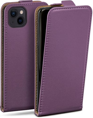 moex Flip Case for Apple iPhone 13 Mini Case Foldable 360 Degree Full Protection Vegan Leather Flip Case with Vertical Flap Magnetic - Purple