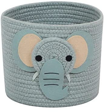 T&T Homewares Kleine Baumwollseilkörbe mit Safari-Design für Baby-Windel-Organizer, Kinderzimmer-Aufbewahrung, Kinderzimmer-Organizer, Katzen-Hundespielzeug-Aufbewahrung (kleiner Elefant)