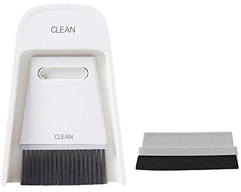 EBTOOLS Ensemble mini balai, pelle à poussière portable, ensemble classique pour nettoyer le bureau, le clavier d'ordinateur, les animaux domestiques, la cuisine (blanc cassé)