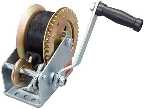 Torin ATRT1161SB Treuil Manuel Robuste à manivelle avec Sangle en Nylon de 10 m pour Bateaux, remorques, camions, VTT, argenté