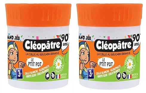 CLÉOPÂTRE Lot de 2 Petits Pot de colle 80g édition 90 ans