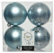 Kaemingk Weihnachtskugeln Kunststoff 10cm 4 Stück Christbaumkugeln Set bruchsicher hellblau Nebelblau