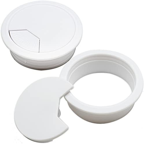 2 Pieces Desk Grommet, Desk Cable Wire Grommet Cord, PC Computer Desk Plastic Grommet, Tidy Wire Hole Cover Wire Organizers, 60 mm/ 2.36 Inch Mounting Hole Diameter (White)
