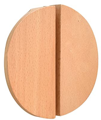 2 Pieces Wooden Handle Drawer Pulls Half Circle Cabinet Knobs Decorative Semi Circle Door Knobs Cupboard Handle Door Levers for Wardrobe,Book Cabinet,with Screws (Beechwood)
