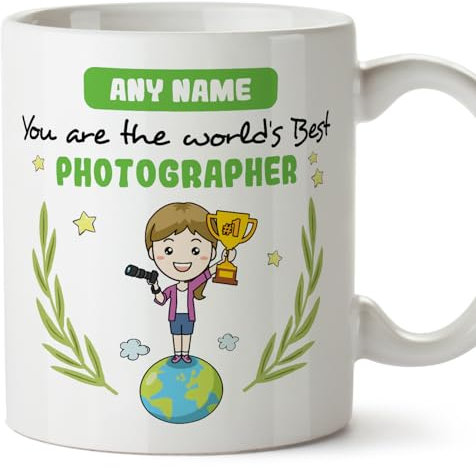 MUGFFINS Tazas Personalizadas para FOTÓGRAFA mujer - En Inglés - You are World's Best - 11 oz / 330 ml - Regalo Personalizable original y divertido