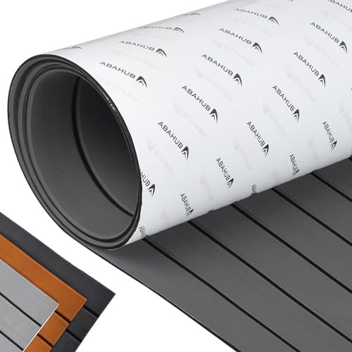 Abahub Eva Foam Boat Fitting EVA Foam Self-Adhesive Boots Flooring Non-Slip Faux Teak Marine Boat Decking Mat for Boats Yacht Floor Swimming Pool 121 x 42 cm, 243 cm x 6/42/60/73/91/115 cm